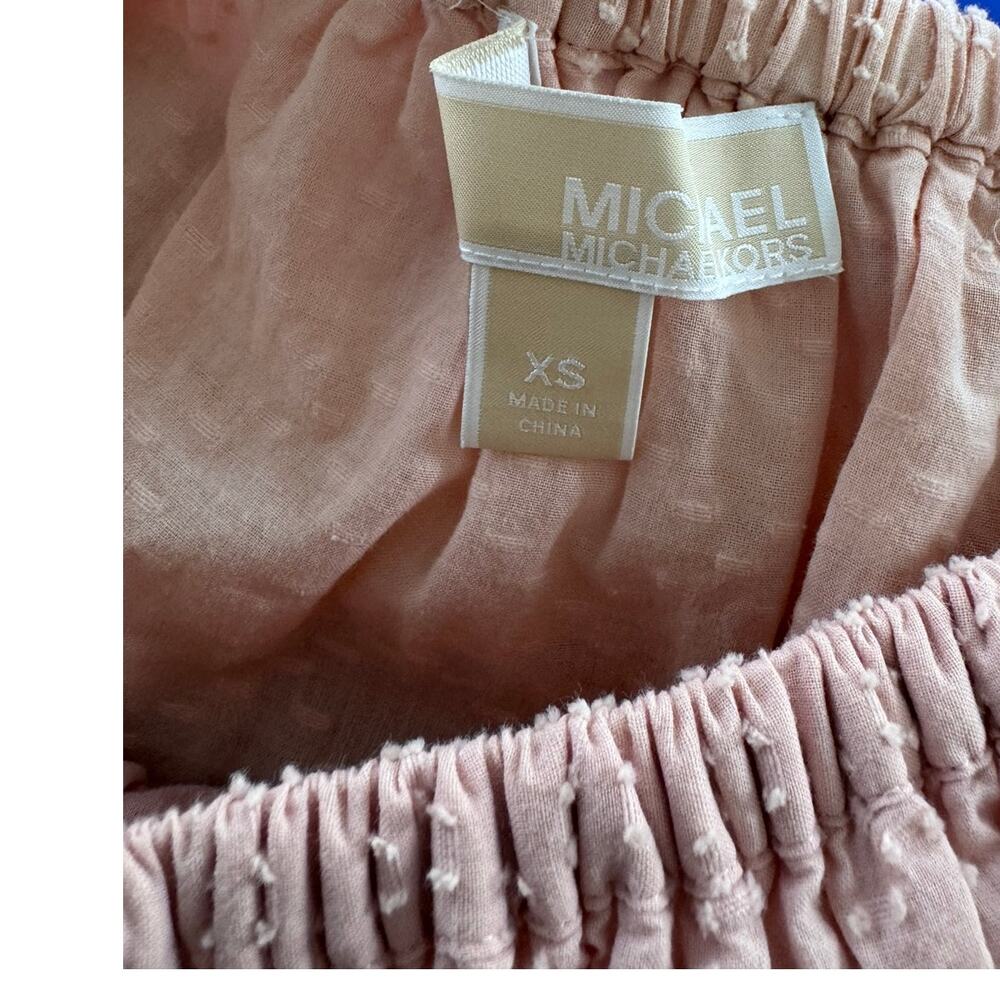 MICHAEL Michael Kors XS Peach Pink Hobnail Off Shoulder 3/4 Sleeve Shirt - Picture 5 of 10